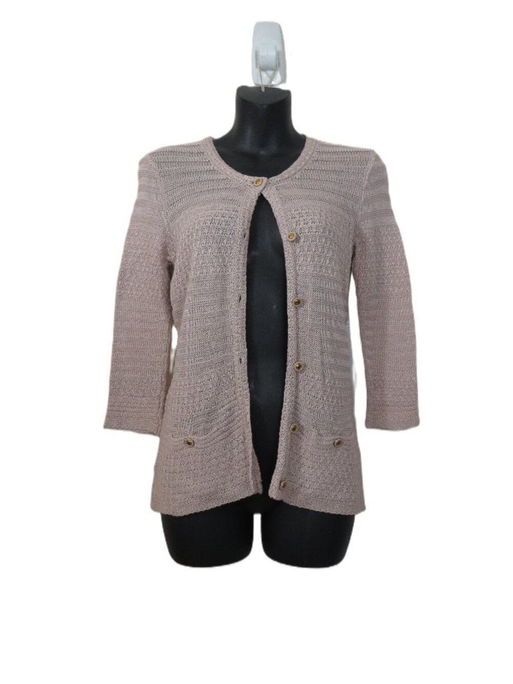 Trina Turk size Small Ashbridge Knit Cardigan Sweater Button Down Brown Tan NEW